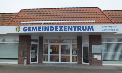 Eingang des Geindezentrums
